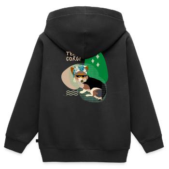 Corgie Team, Hunde - Kinder Premium Organic Zip Hoodie - Schwarz - Hinten - AI Model Kid Male (0cm)