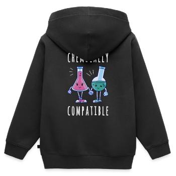 Chemisch kompatibel - Verliebt Chemie Wissenschaft - Kinder Premium Organic Zip Hoodie - Schwarz - Hinten - AI Model Kid Male (0cm)