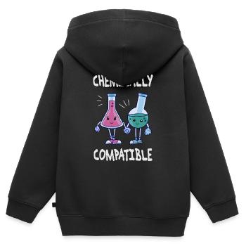 Chemisch kompatibel - Verliebt Chemie Wissenschaft - Kinder Premium Organic Zip Hoodie - Schwarz - Hinten - AI Model Kid Male (0cm)