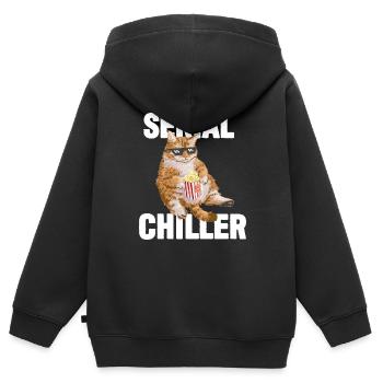 Lazy Cat Funny - Refroidisseur en série - Sweat Premium à capuche zippé enfant bio - noir - Dos - AI Model Kid Male (0cm)