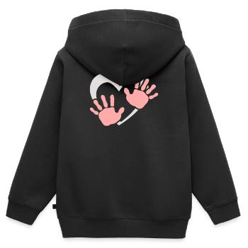 Empreinte de main de cœur de bébé - Sweat Premium à capuche zippé enfant bio - noir - Dos - AI Model Kid Male (0cm)
