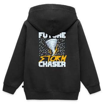 Tornade - Sweat Premium à capuche zippé enfant bio - noir - Dos - AI Model Kid Male (0cm)