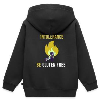 Fighting Intolerance Gluten-Free Be Funny Nutrition - Kids Premium Organic Zip-up Hoodie - black - Back - AI Model Kid Male (0cm)