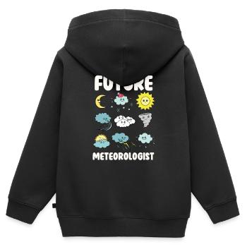 Futur météorologue - Sweat Premium à capuche zippé enfant bio - noir - Dos - AI Model Kid Male (0cm)