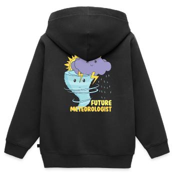 Futur météorologue - Sweat Premium à capuche zippé enfant bio - noir - Dos - AI Model Kid Male (0cm)