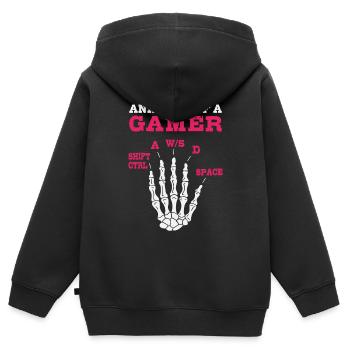Anatomie eines Gamers - Kinder Premium Organic Zip Hoodie - Schwarz - Hinten - AI Model Kid Male (0cm)