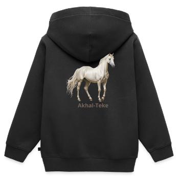 Achal-Teké - Kinder Premium Organic Zip Hoodie - Schwarz - Hinten - AI Model Kid Male (0cm)