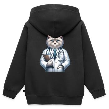 Cute Cat Doctor - Kids Premium Organic Zip-up Hoodie - black - Back - AI Model Kid Male (0cm)