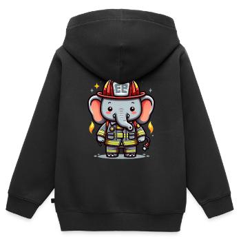 Cute Elephant Firefighter - Kids Premium Organic Zip-up Hoodie - black - Back - AI Model Kid Male (0cm)