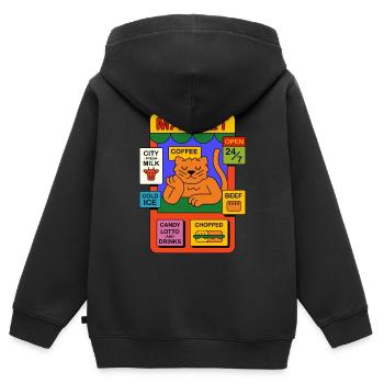 Cat in the store - Kids Premium Organic Zip-up Hoodie - black - Back - AI Model Kid Male (0cm)