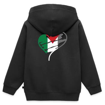 Palestine Coeur Paix Drapeau Gaza Moyen-Orient - Sweat Premium à capuche zippé enfant bio - noir - Dos - AI Model Kid Male (0cm)