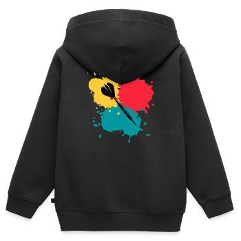 Fléchettes 1 - Sweat Premium à capuche zippé enfant bio - noir - Dos - AI Model Kid Male (0cm)