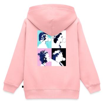 Queen II -Elizabeth England Queen,Chewing Gum,pop-art - Kids Premium Organic Zip-up Hoodie - rose - Back - AI Model Kid Female (0cm)