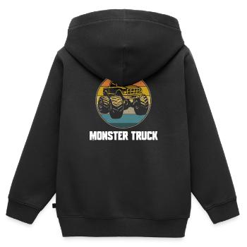 MONSTERTRUCK - Kinder Premium Organic Zip Hoodie - Schwarz - Hinten - AI Model Kid Male (0cm)