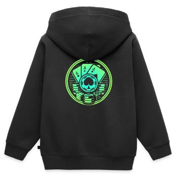 Pokern - Kinder Premium Organic Zip Hoodie - Schwarz - Hinten - AI Model Kid Male (0cm)