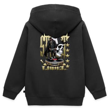 Rappeurs de rue - Sweat Premium à capuche zippé enfant bio - noir - Dos - AI Model Kid Male (0cm)
