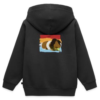 Cochon d'Inde - Sweat Premium à capuche zippé enfant bio - noir - Dos - AI Model Kid Male (0cm)