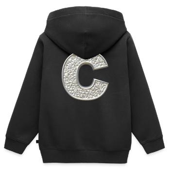 C, lettre, lettre C, initiale, initiale C, monogramme, - Sweat Premium à capuche zippé enfant bio - noir - Dos - AI Model Kid Male (0cm)