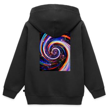 Zeitreise - Kinder Premium Organic Zip Hoodie - Schwarz - Hinten - AI Model Kid Male (0cm)
