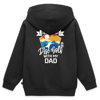 Né pour jouer au disc golf avec papa - Frisbee - Sweat Premium à capuche zippé enfant bio - noir - Dos - AI Model Kid Male (0cm)