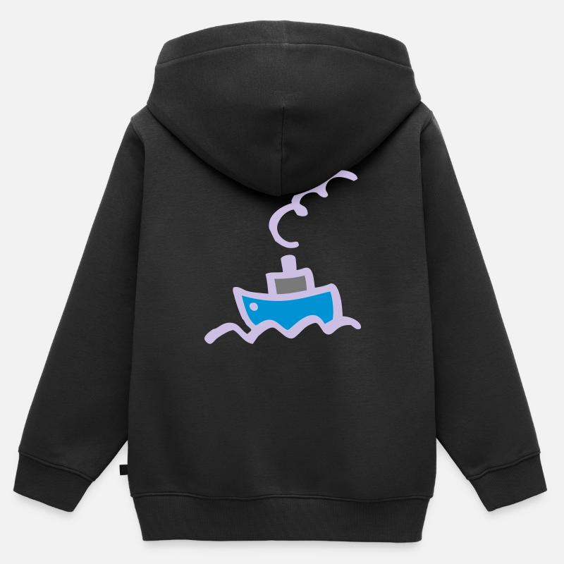bateau - Sweat Premium à capuche zippé enfant bio - noir