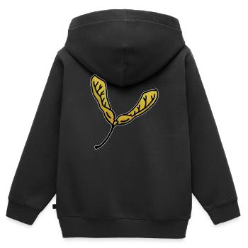 Feuille d'érable - Sweat Premium à capuche zippé enfant bio - noir - Dos - AI Model Kid Male (0cm)