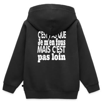 Es ist nicht so, dass es mir egal ist, aber es ist nicht weit - Kinder Premium Organic Zip Hoodie - Schwarz - Hinten - AI Model Kid Male (0cm)