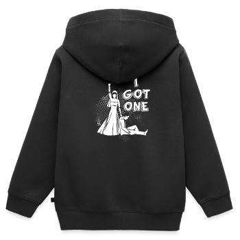 J'ai un mariage de bachelorette mariée - Sweat Premium à capuche zippé enfant bio - noir - Dos - AI Model Kid Male (0cm)