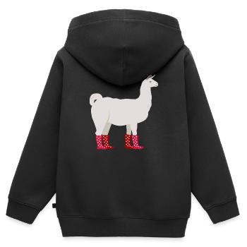 Alpaka Gummistiefel - Kinder Premium Organic Zip Hoodie - Schwarz - Hinten - AI Model Kid Male (0cm)