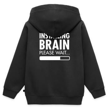 Installing Brain - Kids Premium Organic Zip-up Hoodie - black - Back - AI Model Kid Male (0cm)