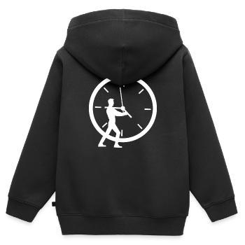 Temps d'arrêt - Sweat Premium à capuche zippé enfant bio - noir - Dos - AI Model Kid Male (0cm)