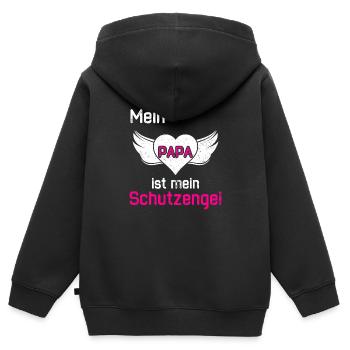 Mein Papa Ist Mein Schutzengel - Kinder Premium Organic Zip Hoodie - Schwarz - Hinten - AI Model Kid Male (0cm)