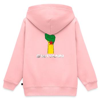 Flagge Guyana 973 Faustgeschenk - Kinder Premium Organic Zip Hoodie - Rosa - Hinten - AI Model Kid Female (0cm)