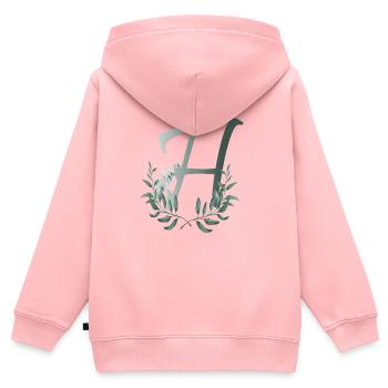 Lettre H avec des plantes - Sweat Premium à capuche zippé enfant bio - rose - Dos - AI Model Kid Female (0cm)