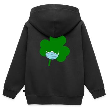 St. Patrick's Day Maske - Kinder Premium Organic Zip Hoodie - Schwarz - Hinten - AI Model Kid Male (0cm)