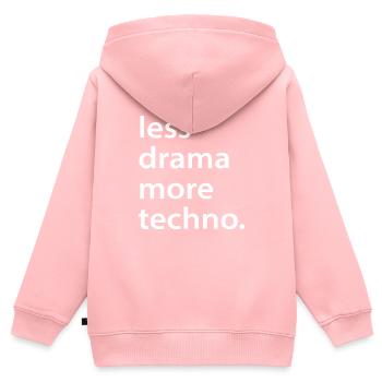 Less drama more techno Geschenk Rave Spruch - Kinder Premium Organic Zip Hoodie - Rosa - Hinten - AI Model Kid Female (0cm)