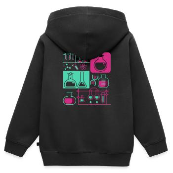 Chimie laboratoire recherche chimiste science - Sweat Premium à capuche zippé enfant bio - noir - Dos - AI Model Kid Male (0cm)