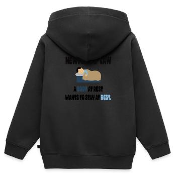 Newtons 1. Gesetz, ein Body in Rest will - Kinder Premium Organic Zip Hoodie - Schwarz - Hinten - AI Model Kid Male (0cm)