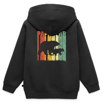 Stolzer Papa Tochter Vater Sohn Geschenk Spruch - Kinder Premium Organic Zip Hoodie - Schwarz - Hinten - AI Model Kid Male (0cm)