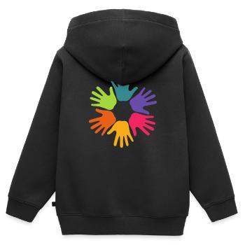 Pride Regenbogenfahne Pride Parade LGBT - Kinder Premium Organic Zip Hoodie - Schwarz - Hinten - AI Model Kid Male (0cm)