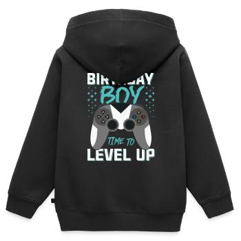 Geburtstagskind Zeit, um Videospiel Geburtstag zu verbessern - Kinder Premium Organic Zip Hoodie - Schwarz - Hinten - AI Model Kid Male (0cm)