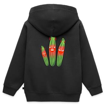 Angry cucumber, cucumbers, comic, cucumber - Kids Premium Organic Zip-up Hoodie - black - Back - AI Model Kid Male (0cm)