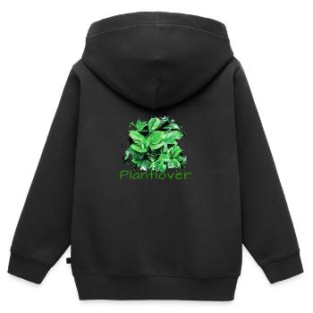 Philodendron, Plantes, Plantes, Amant - Sweat Premium à capuche zippé enfant bio - noir - Dos - AI Model Kid Male (0cm)