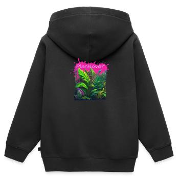 Philodendron, Plantes, Plantes, Amant - Sweat Premium à capuche zippé enfant bio - noir - Dos - AI Model Kid Male (0cm)