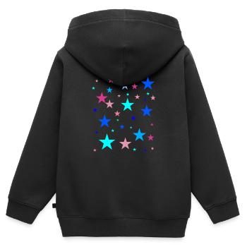 Sterne, bunt, blau, rosa, pink - Kinder Premium Organic Zip Hoodie - Schwarz - Hinten - AI Model Kid Male (0cm)