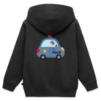 Police Polizei Kinderkommisar Blaulicht - Kinder Premium Organic Zip Hoodie - Schwarz - Hinten - AI Model Kid Male (0cm)