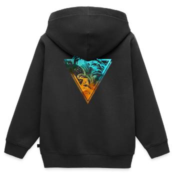 Vague de surf de couleur de rupture - Sweat Premium à capuche zippé enfant bio - noir - Dos - AI Model Kid Male (0cm)