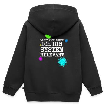 Systemrelevant Corona Virus Pandemie - Kinder Premium Organic Zip Hoodie - Schwarz - Hinten - AI Model Kid Male (0cm)