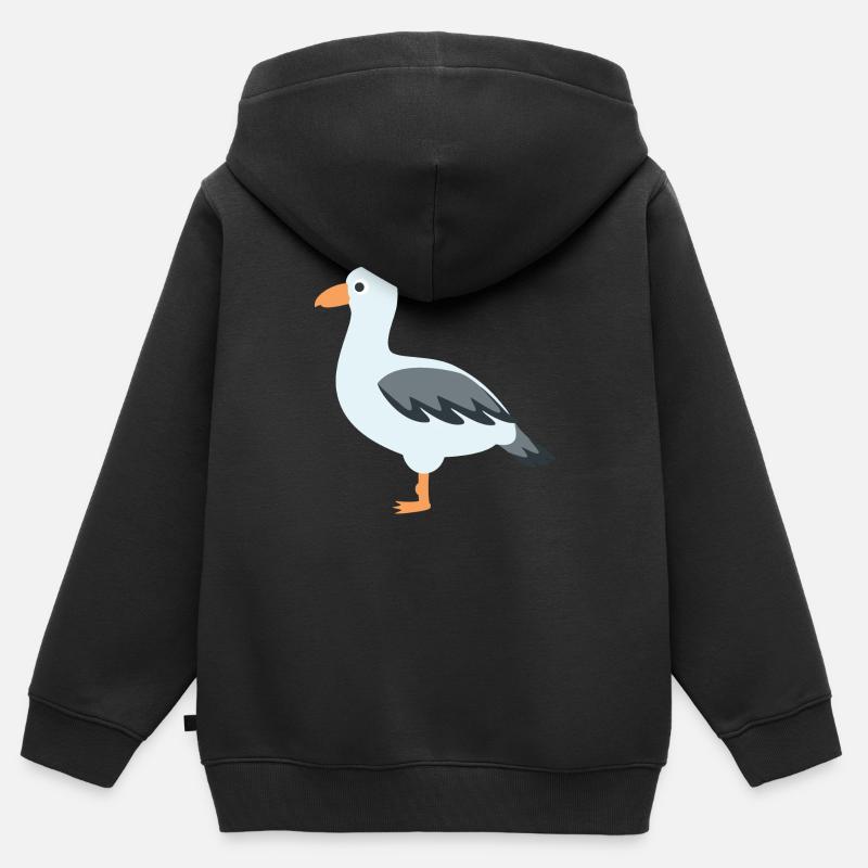 mouette - Sweat Premium à capuche zippé enfant bio - noir