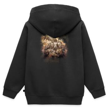 African Animals Watercolor Savannah Safari Animals - Kids Premium Organic Zip-up Hoodie - black - Back - AI Model Kid Male (0cm)